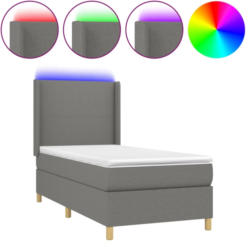 ΚΡΕΒΑΤΙ BOXSPRING ΜΕ ΣΤΡΩΜΑ & LED ΣΚ.ΓΚΡΙ 80X200 ΕΚ. ΥΦΑΣΜΑΤΙΝΟ 3138670