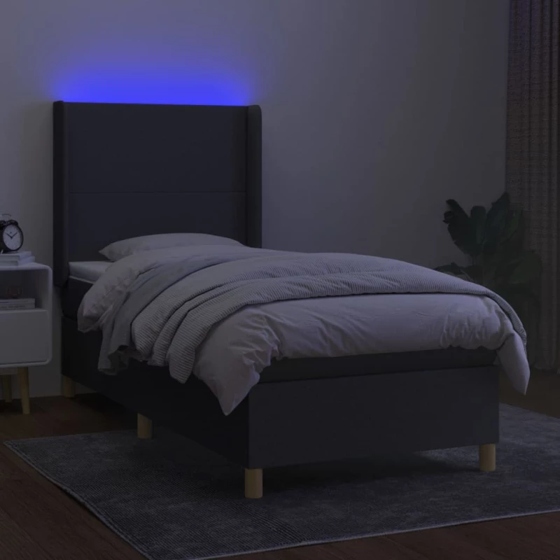 ΚΡΕΒΑΤΙ BOXSPRING ΜΕ ΣΤΡΩΜΑ & LED ΣΚ.ΓΚΡΙ 80X200 ΕΚ. ΥΦΑΣΜΑΤΙΝΟ 3138670