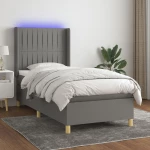 ΚΡΕΒΑΤΙ BOXSPRING ΜΕ ΣΤΡΩΜΑ & LED ΣΚ.ΓΚΡΙ 100X200 ΕΚ ΥΦΑΣΜΑΤΙΝΟ 3139014