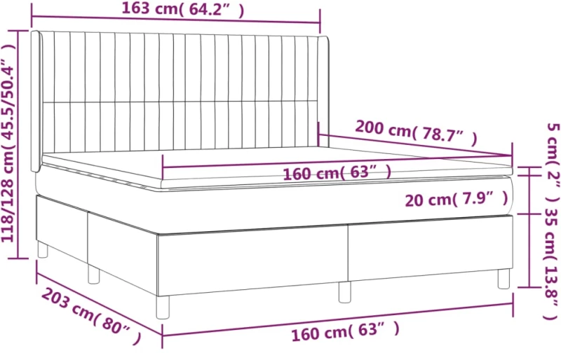 ΚΡΕΒΑΤΙ BOXSPRING ΜΕ ΣΤΡΩΜΑ & LED ΜΑΥΡΟ 160X200 ΕΚ. ΥΦΑΣΜΑΤΙΝΟ 3139047