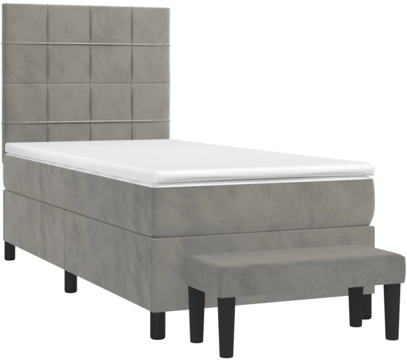 ΚΡΕΒΑΤΙ BOXSPRING ΜΕ ΣΤΡΩΜΑ ΑΝΟΙΧΤΟ ΓΚΡΙ 100X200 ΕΚ. ΒΕΛΟΥΔΙΝΟ 3137827