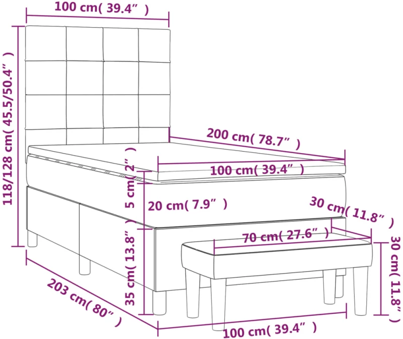 ΚΡΕΒΑΤΙ BOXSPRING ΜΕ ΣΤΡΩΜΑ ΑΝΟΙΧΤΟ ΓΚΡΙ 100X200 ΕΚ. ΒΕΛΟΥΔΙΝΟ 3137827