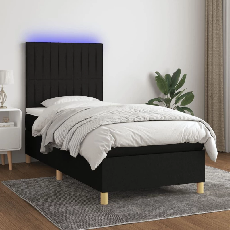 ΚΡΕΒΑΤΙ BOXSPRING ΜΕ ΣΤΡΩΜΑ & LED ΜΑΥΡΟ 100X200 ΕΚ. ΥΦΑΣΜΑΤΙΝΟ 3135575
