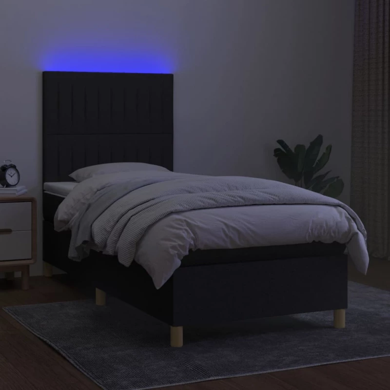 ΚΡΕΒΑΤΙ BOXSPRING ΜΕ ΣΤΡΩΜΑ & LED ΜΑΥΡΟ 100X200 ΕΚ. ΥΦΑΣΜΑΤΙΝΟ 3135575