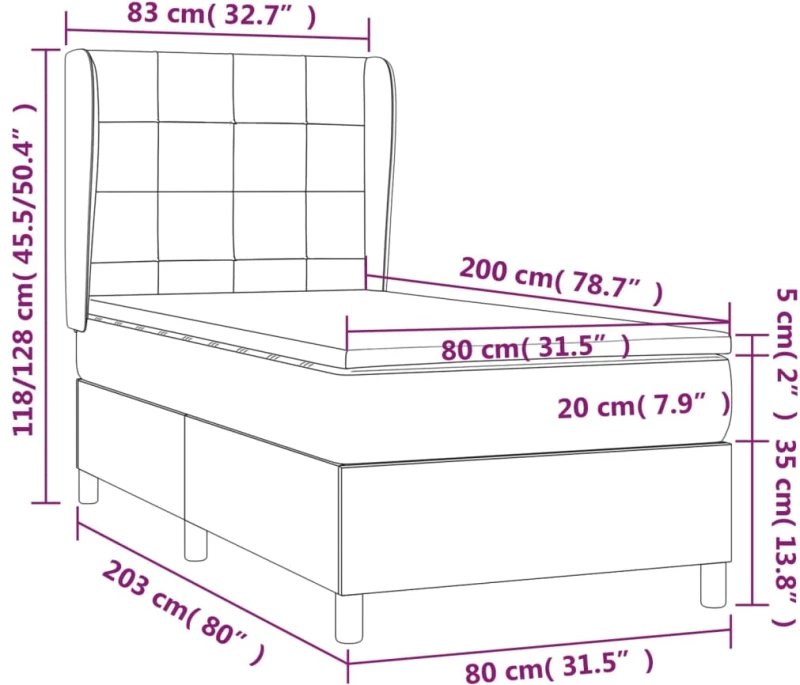 ΚΡΕΒΑΤΙ BOXSPRING ΜΕ ΣΤΡΩΜΑ ΑΝΟΙΧΤΟ ΓΚΡΙ 80X200 ΕΚ. ΒΕΛΟΥΔΙΝΟ 3129177