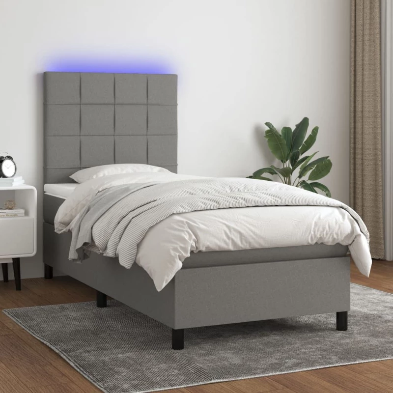 ΚΡΕΒΑΤΙ BOXSPRING ΜΕ ΣΤΡΩΜΑ & LED ΣΚ.ΓΚΡΙ 80X200 ΕΚ. ΥΦΑΣΜΑΤΙΝΟ 3134830