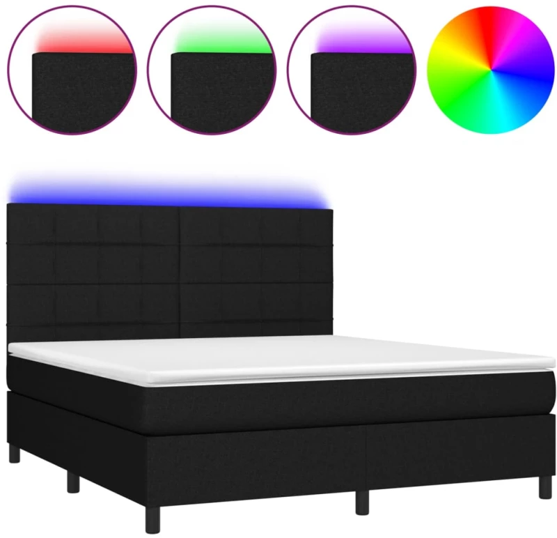 ΚΡΕΒΑΤΙ BOXSPRING ΜΕ ΣΤΡΩΜΑ & LED ΜΑΥΡΟ 160X200 ΕΚ. ΥΦΑΣΜΑΤΙΝΟ 3134887
