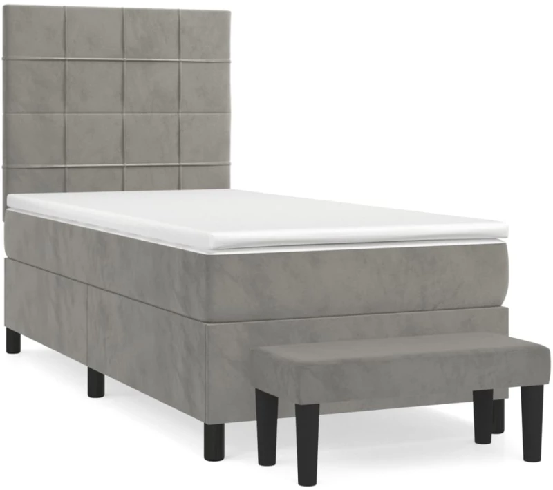 ΚΡΕΒΑΤΙ BOXSPRING ΜΕ ΣΤΡΩΜΑ ΑΝΟΙΧΤΟ ΓΚΡΙ 90X200 ΕΚ. ΒΕΛΟΥΔΙΝΟ 3137821
