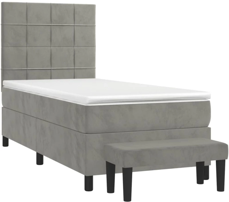 ΚΡΕΒΑΤΙ BOXSPRING ΜΕ ΣΤΡΩΜΑ ΑΝΟΙΧΤΟ ΓΚΡΙ 90X200 ΕΚ. ΒΕΛΟΥΔΙΝΟ 3137821