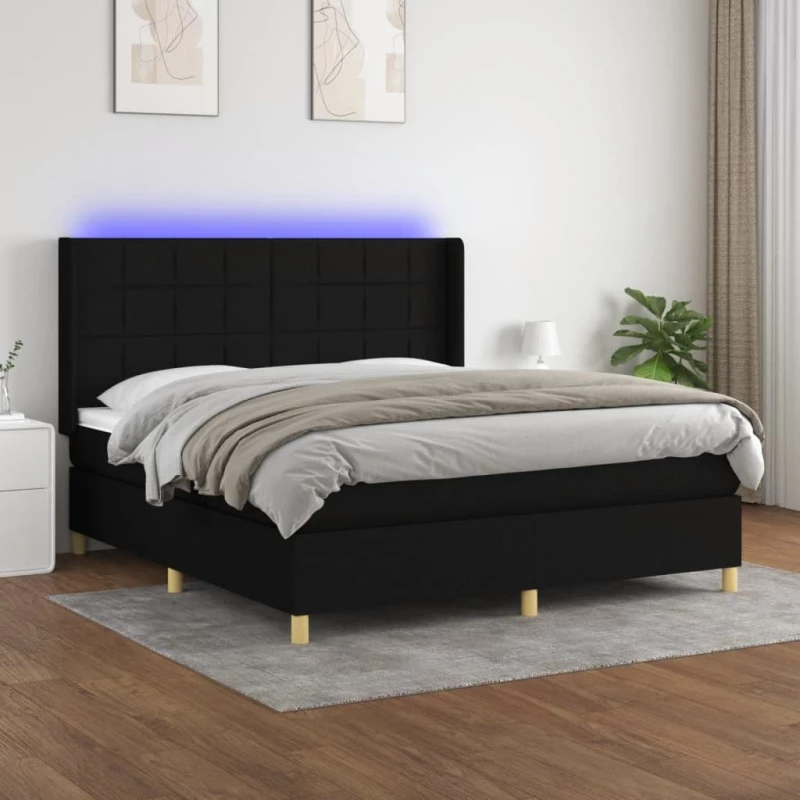 ΚΡΕΒΑΤΙ BOXSPRING ΜΕ ΣΤΡΩΜΑ & LED ΜΑΥΡΟ 160X200 ΕΚ. ΥΦΑΣΜΑΤΙΝΟ 3138887