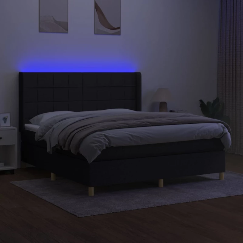 ΚΡΕΒΑΤΙ BOXSPRING ΜΕ ΣΤΡΩΜΑ & LED ΜΑΥΡΟ 160X200 ΕΚ. ΥΦΑΣΜΑΤΙΝΟ 3138887