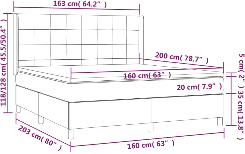 ΚΡΕΒΑΤΙ BOXSPRING ΜΕ ΣΤΡΩΜΑ & LED ΜΑΥΡΟ 160X200 ΕΚ. ΥΦΑΣΜΑΤΙΝΟ 3138887