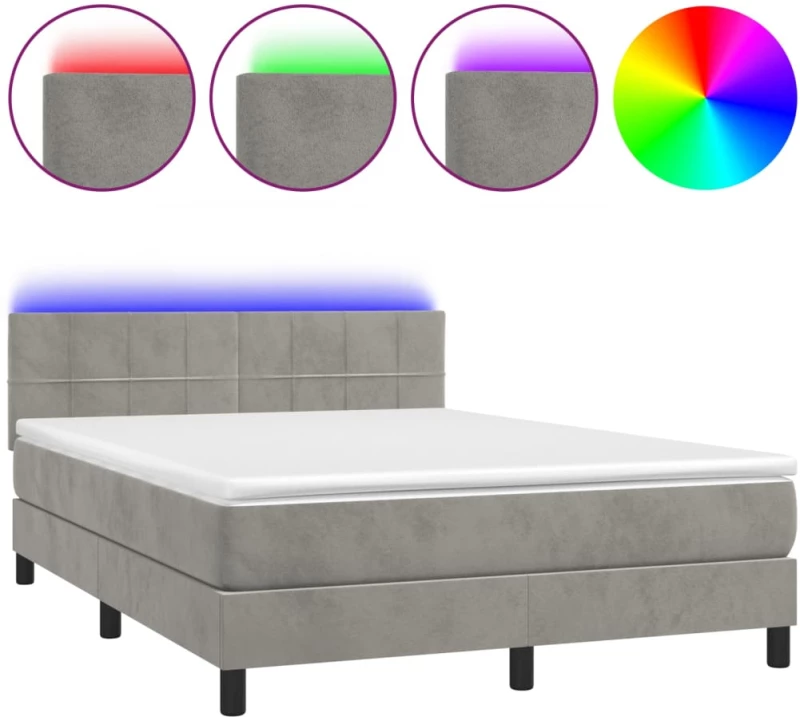 ΚΡΕΒΑΤΙ BOXSPRING ΜΕ ΣΤΡΩΜΑ&LED ΑΝ. ΓΚΡΙ 140X190 ΕΚ. ΒΕΛΟΥΔΙΝΟ 3134399
