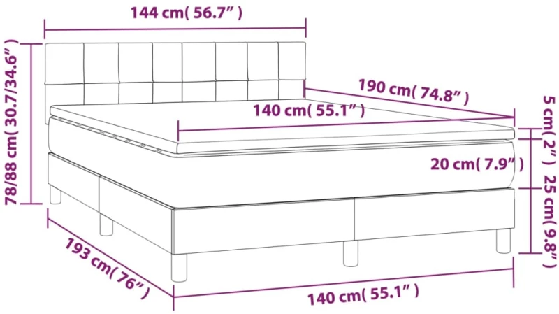 ΚΡΕΒΑΤΙ BOXSPRING ΜΕ ΣΤΡΩΜΑ&LED ΑΝ. ΓΚΡΙ 140X190 ΕΚ. ΒΕΛΟΥΔΙΝΟ 3134399