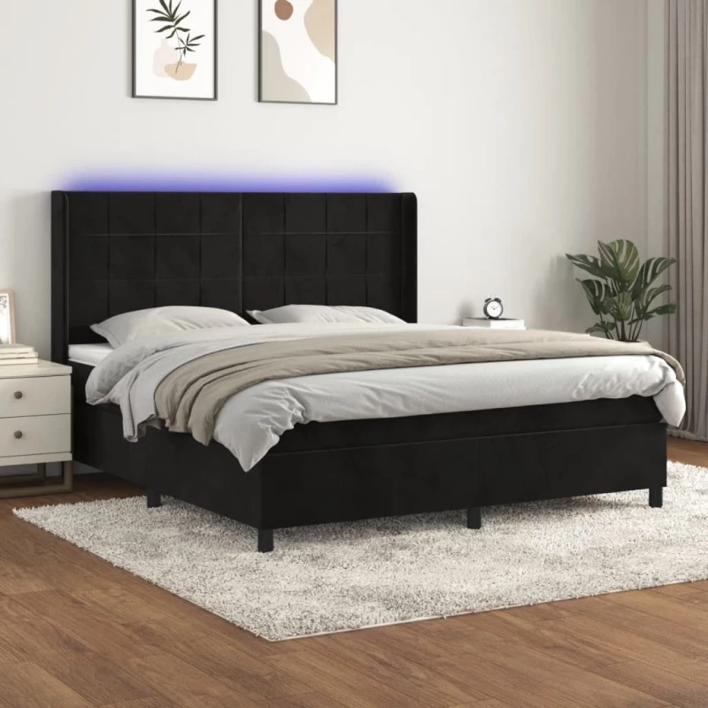 ΚΡΕΒΑΤΙ BOXSPRING ΜΕ ΣΤΡΩΜΑ & LED ΜΑΥΡΟ 160X200 ΕΚ. ΒΕΛΟΥΔΙΝΟ 3139573