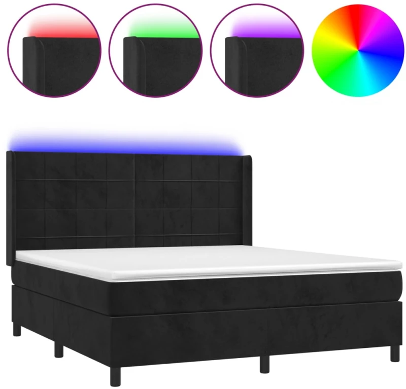 ΚΡΕΒΑΤΙ BOXSPRING ΜΕ ΣΤΡΩΜΑ & LED ΜΑΥΡΟ 160X200 ΕΚ. ΒΕΛΟΥΔΙΝΟ 3139573