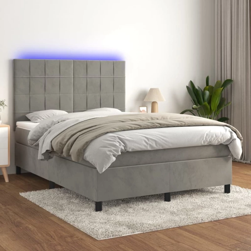 ΚΡΕΒΑΤΙ BOXSPRING ΜΕ ΣΤΡΩΜΑ&LED ΑΝ. ΓΚΡΙ 140X190 ΕΚ. ΒΕΛΟΥΔΙΝΟ 3136119