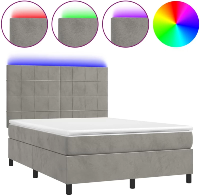 ΚΡΕΒΑΤΙ BOXSPRING ΜΕ ΣΤΡΩΜΑ&LED ΑΝ. ΓΚΡΙ 140X190 ΕΚ. ΒΕΛΟΥΔΙΝΟ 3136119