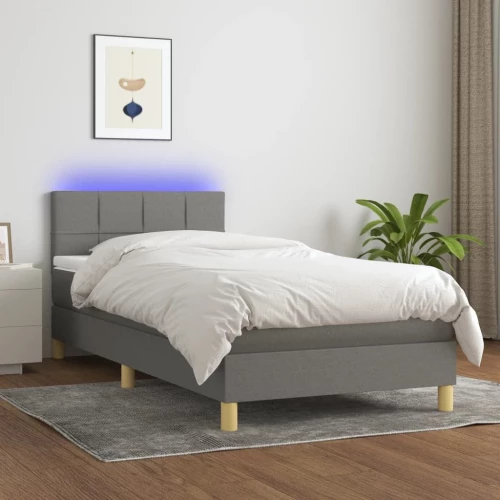ΚΡΕΒΑΤΙ BOXSPRING ΜΕ ΣΤΡΩΜΑ & LED ΣΚ.ΓΚΡΙ 80X200 ΕΚ. ΥΦΑΣΜΑΤΙΝΟ 3133670