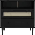 ΜΠΟΥΦΕΣ SENJA ΜΑΥΡΟ / ΡΑΤΑΝ 80X40X80 ΕΚ. ΜΑΣΙΦ ΞΥΛΟ ΠΕΥΚΟΥ 358021
