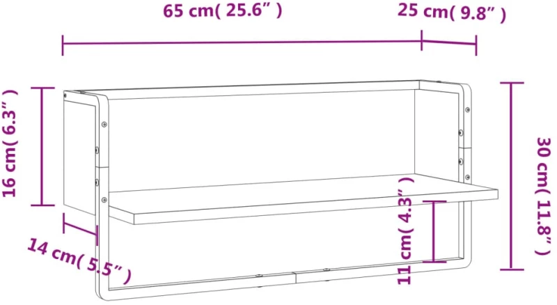 ΡΑΦΙ ΤΟΙΧΟΥ ΜΕ ΜΠΑΡΑ SONOMA ΔΡΥΣ 65X25X30 ΕΚ. 836289