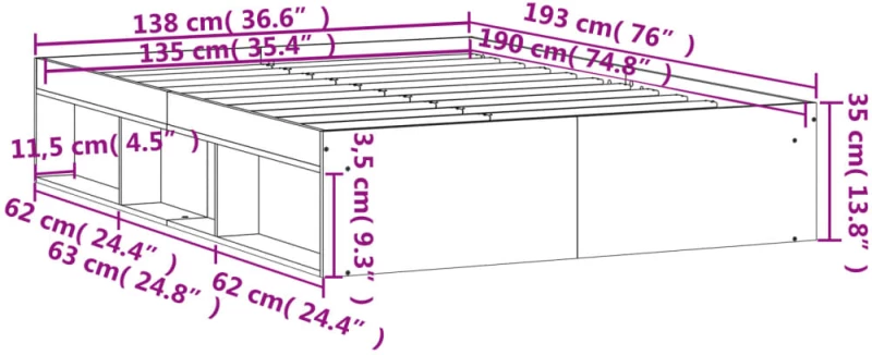 ΠΛΑΙΣΙΟ ΚΡΕΒΑΤΙΟΥ ΚΑΠΝΙΣΤΗ ΔΡΥΣ 135X190 ΕΚ. DOUBLE 3203912