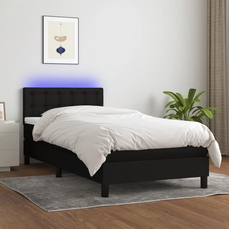 ΚΡΕΒΑΤΙ BOXSPRING ΜΕ ΣΤΡΩΜΑ & LED ΜΑΥΡΟ 80X200 ΕΚ. ΥΦΑΣΜΑΤΙΝΟ 3133431