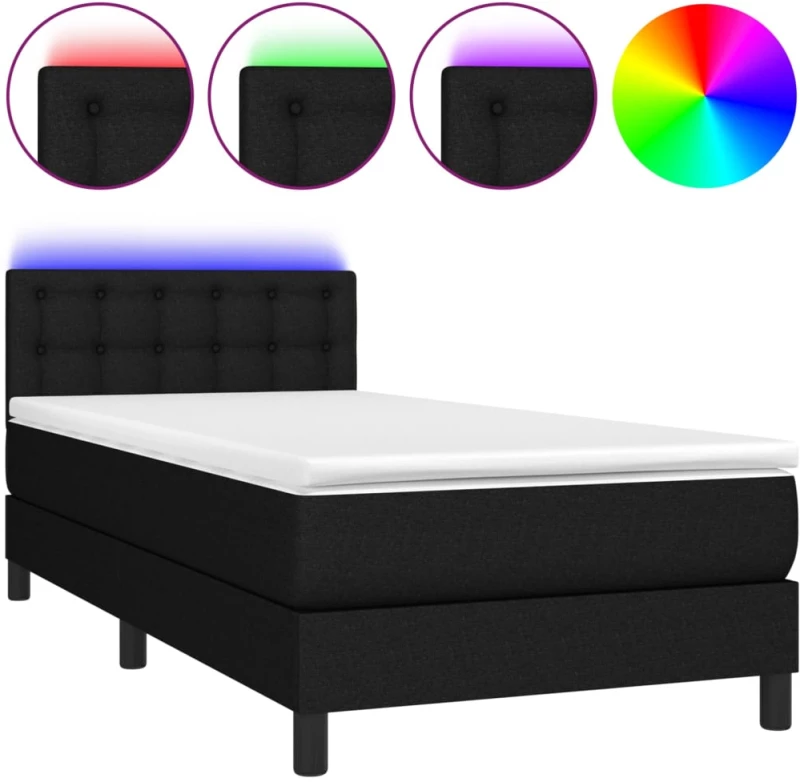 ΚΡΕΒΑΤΙ BOXSPRING ΜΕ ΣΤΡΩΜΑ & LED ΜΑΥΡΟ 80X200 ΕΚ. ΥΦΑΣΜΑΤΙΝΟ 3133431