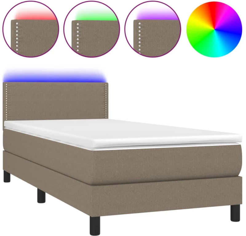 ΚΡΕΒΑΤΙ BOXSPRING ΜΕ ΣΤΡΩΜΑ & LED TAUPE 90X200 ΕΚ. ΥΦΑΣΜΑΤΙΝΟ 3133049