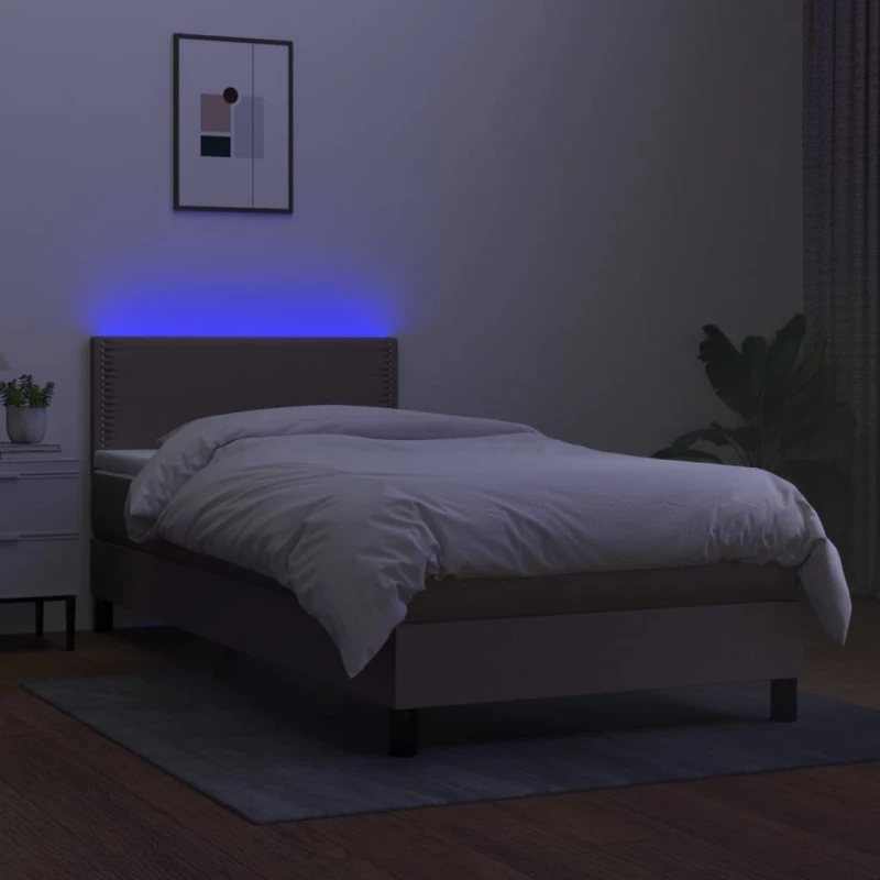 ΚΡΕΒΑΤΙ BOXSPRING ΜΕ ΣΤΡΩΜΑ & LED TAUPE 90X200 ΕΚ. ΥΦΑΣΜΑΤΙΝΟ 3133049