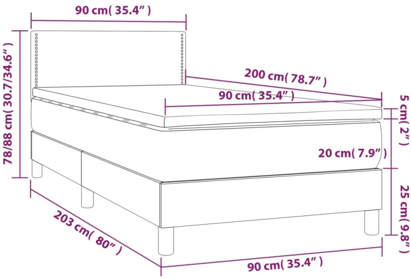 ΚΡΕΒΑΤΙ BOXSPRING ΜΕ ΣΤΡΩΜΑ & LED TAUPE 90X200 ΕΚ. ΥΦΑΣΜΑΤΙΝΟ 3133049