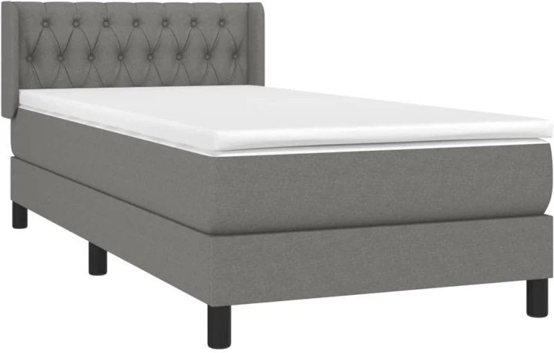 ΚΡΕΒΑΤΙ BOXSPRING ΜΕ ΣΤΡΩΜΑ ΣΚΟΥΡΟ ΓΚΡΙ 90X190 ΕΚ. ΥΦΑΣΜΑΤΙΝΟ 3129914