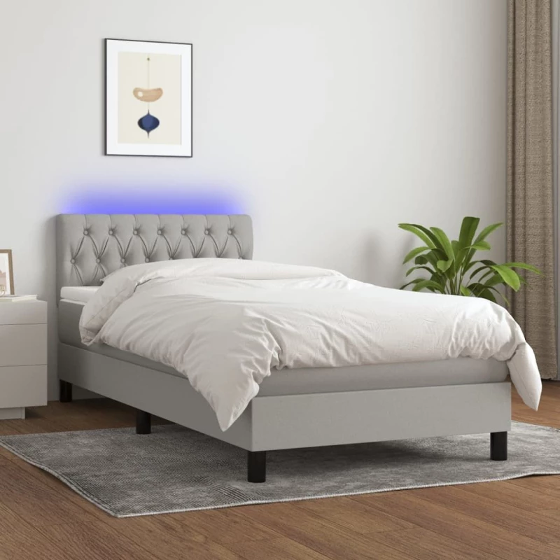 ΚΡΕΒΑΤΙ BOXSPRING ΜΕ ΣΤΡΩΜΑ & LED ΑΝ.ΓΚΡΙ 90X200 ΕΚ. ΥΦΑΣΜΑΤΙΝΟ 3133365