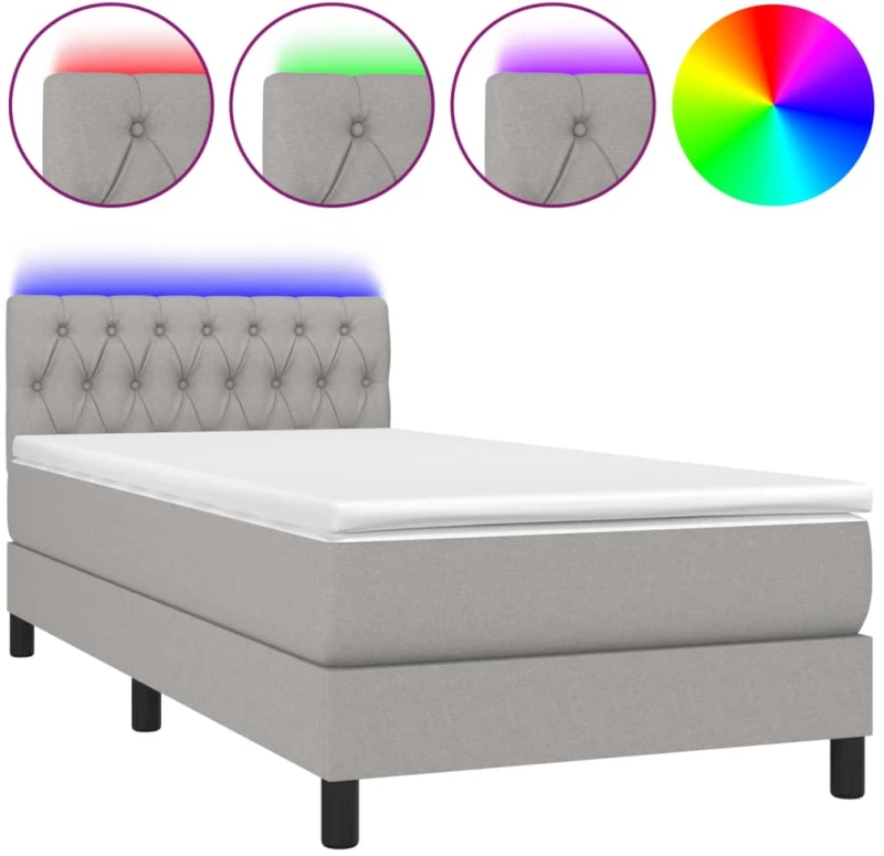 ΚΡΕΒΑΤΙ BOXSPRING ΜΕ ΣΤΡΩΜΑ & LED ΑΝ.ΓΚΡΙ 90X200 ΕΚ. ΥΦΑΣΜΑΤΙΝΟ 3133365