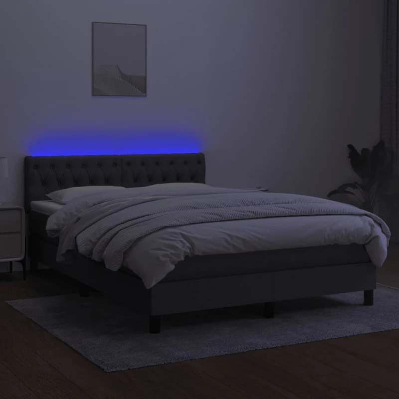 ΚΡΕΒΑΤΙ BOXSPRING ΜΕ ΣΤΡΩΜΑ & LED ΣΚ.ΓΚΡΙ 140X200 ΕΚ ΥΦΑΣΜΑΤΙΝΟ 3133398