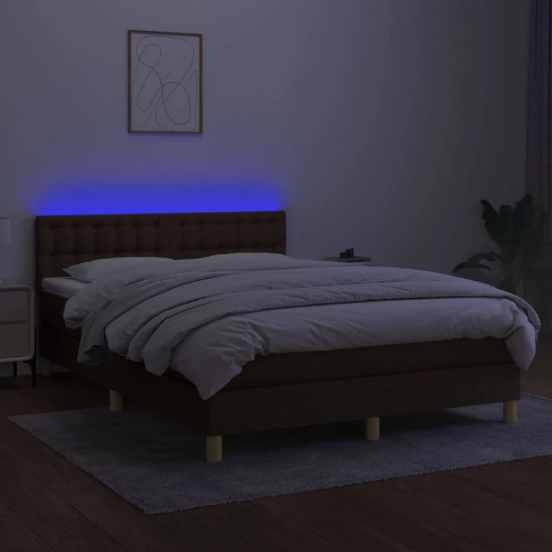 ΚΡΕΒΑΤΙ BOXSPRING ΜΕ ΣΤΡΩΜΑ & LED ΣΚ.ΚΑΦΕ 140X200 ΕΚ ΥΦΑΣΜΑΤΙΝΟ 3134040