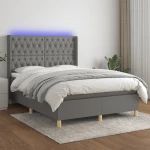 ΚΡΕΒΑΤΙ BOXSPRING ΜΕ ΣΤΡΩΜΑ & LED ΣΚ.ΓΚΡΙ 140X190ΕΚ. ΥΦΑΣΜΑΤΙΝΟ 3139110