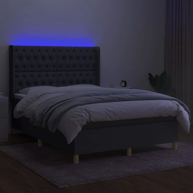 ΚΡΕΒΑΤΙ BOXSPRING ΜΕ ΣΤΡΩΜΑ & LED ΣΚ.ΓΚΡΙ 140X190ΕΚ. ΥΦΑΣΜΑΤΙΝΟ 3139110