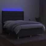 ΚΡΕΒΑΤΙ BOXSPRING ΜΕ ΣΤΡΩΜΑ & LED ΣΚ.ΓΚΡΙ 140X190ΕΚ. ΥΦΑΣΜΑΤΙΝΟ 3139110