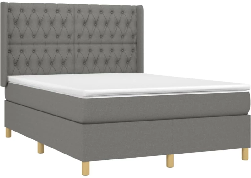 ΚΡΕΒΑΤΙ BOXSPRING ΜΕ ΣΤΡΩΜΑ & LED ΣΚ.ΓΚΡΙ 140X190ΕΚ. ΥΦΑΣΜΑΤΙΝΟ 3139110