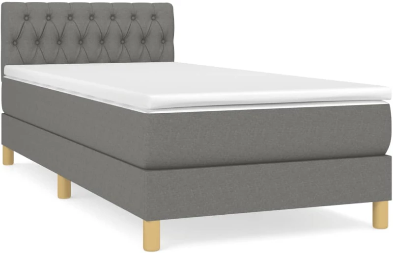 ΚΡΕΒΑΤΙ BOXSPRING ΜΕ ΣΤΡΩΜΑ ΣΚΟΥΡΟ ΓΚΡΙ 90X200 ΕΚ. ΥΦΑΣΜΑΤΙΝΟ 3140826