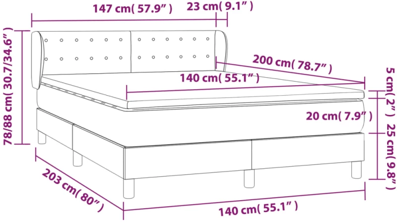 ΚΡΕΒΑΤΙ BOXSPRING ΜΕ ΣΤΡΩΜΑ ΣΚΟΥΡΟ ΚΑΦΕ 140X200 ΕΚ ΥΦΑΣΜΑΤΙΝΟ 3126568