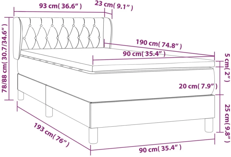 ΚΡΕΒΑΤΙ BOXSPRING ΜΕ ΣΤΡΩΜΑ ΑΝΟΙΧΤΟ ΓΚΡΙ 90X190 ΕΚ. ΥΦΑΣΜΑΤΙΝΟ 3127005