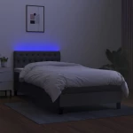 ΚΡΕΒΑΤΙ BOXSPRING ΜΕ ΣΤΡΩΜΑ & LED ΣΚ.ΓΚΡΙ 90X190 ΕΚ. ΥΦΑΣΜΑΤΙΝΟ 3133358