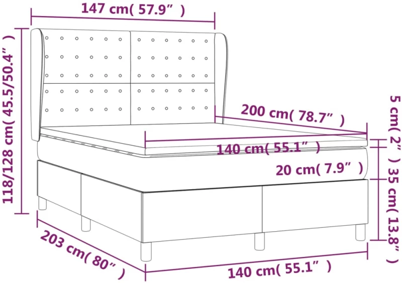 ΚΡΕΒΑΤΙ BOXSPRING ΜΕ ΣΤΡΩΜΑ ΣΚΟΥΡΟ ΚΑΦΕ 140X200 ΕΚ ΥΦΑΣΜΑΤΙΝΟ 3128288