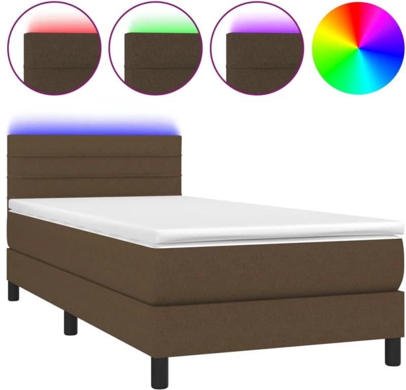 ΚΡΕΒΑΤΙ BOXSPRING ΜΕ ΣΤΡΩΜΑ & LED ΣΚ.ΚΑΦΕ 90X200 ΕΚ. ΥΦΑΣΜΑΤΙΝΟ 3133208