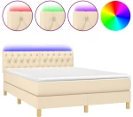 ΚΡΕΒΑΤΙ BOXSPRING ΜΕ ΣΤΡΩΜΑ & LED ΚΡΕΜ 140X200 ΕΚ. ΥΦΑΣΜΑΤΙΝΟ 3133962