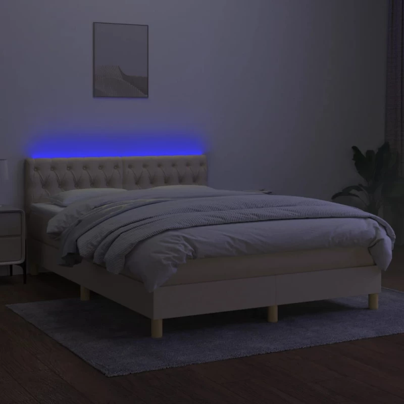 ΚΡΕΒΑΤΙ BOXSPRING ΜΕ ΣΤΡΩΜΑ & LED ΚΡΕΜ 140X200 ΕΚ. ΥΦΑΣΜΑΤΙΝΟ 3133962