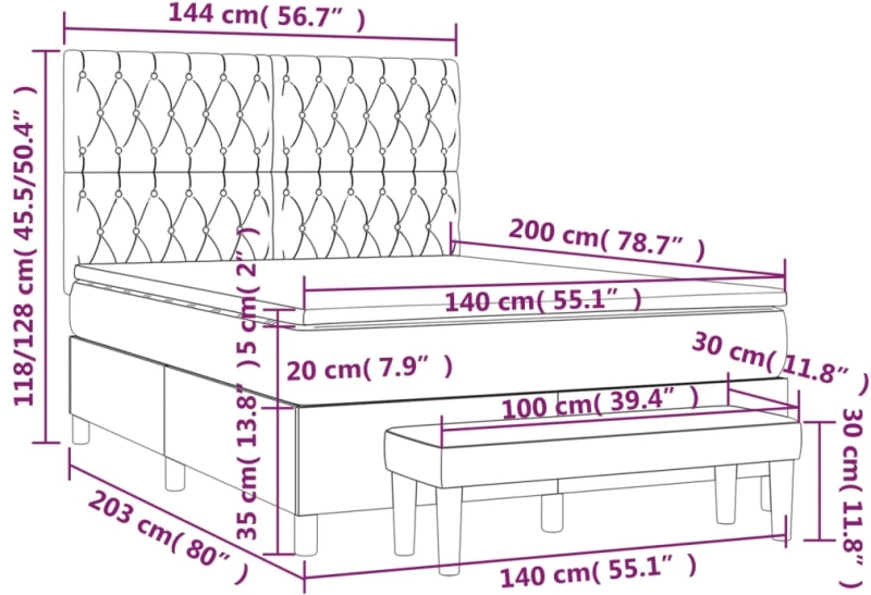 ΚΡΕΒΑΤΙ BOXSPRING ΜΕ ΣΤΡΩΜΑ ΑΝΟΙΧΤΟ ΓΚΡΙ 140X200 ΕΚ. ΥΦΑΣΜΑΤΙΝΟ 3137397