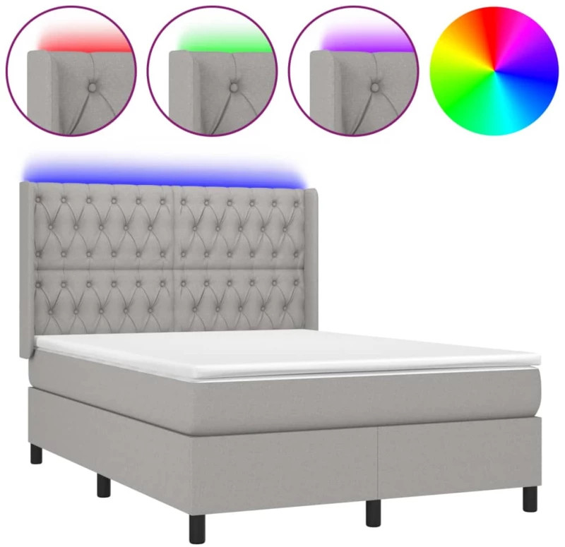 ΚΡΕΒΑΤΙ BOXSPRING ΜΕ ΣΤΡΩΜΑ & LED ΑΝ.ΓΚΡΙ 140X200ΕΚ. ΥΦΑΣΜΑΤΙΝΟ 3138557